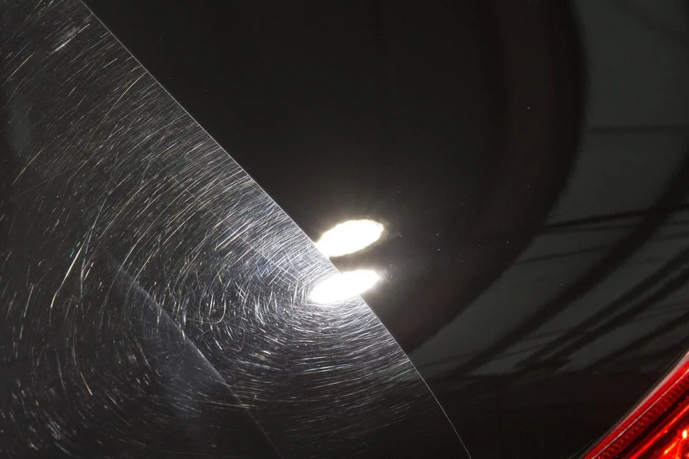 Vehicle paint before correction – swirl marks and dull finish